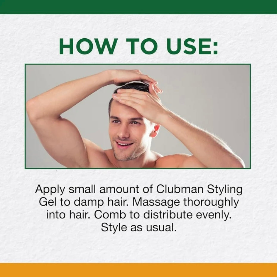 Clubman Pinaud Hair Gel for Men, Strong Hold & High Shine Hair Styling Gel, Alcohol-Free, 16 Oz
