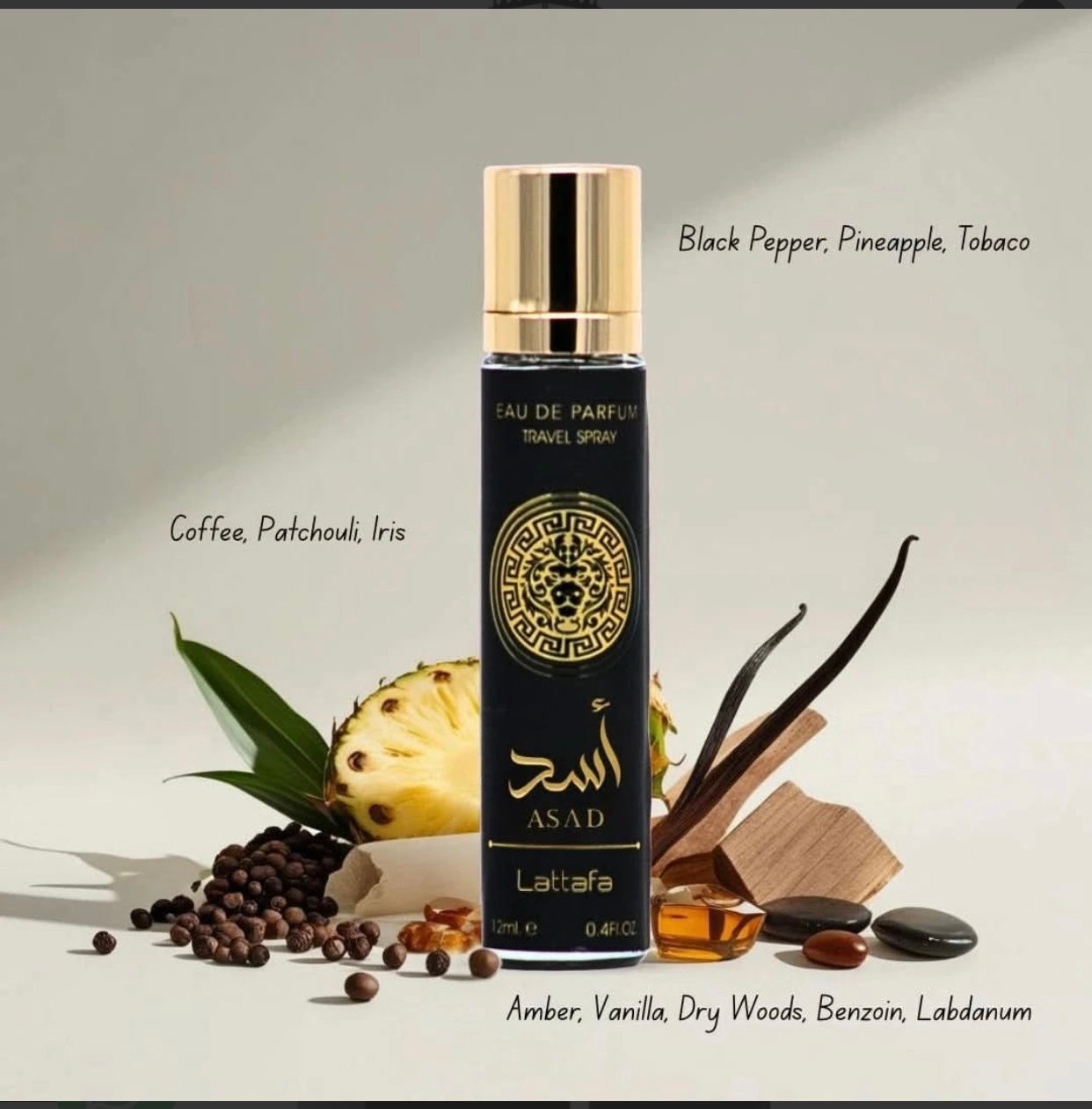 Lattafa Unisex Asad Eau de Parfum, (Travel Size 0.34 oz)