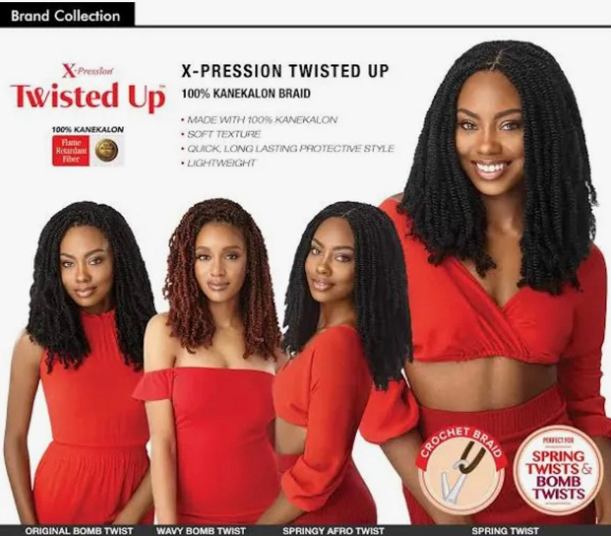 OUTRE BRAIDS CROCHET BRAIDS X-PRESSION TWISTED UP SPRING TWIST 12" COLOR #1
