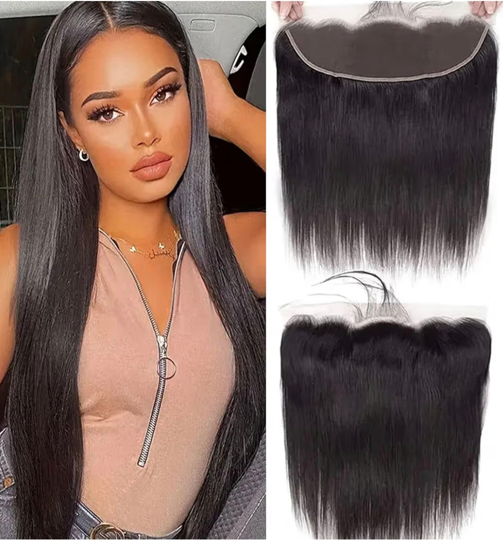HD Lace 13x4 Frontal Wig With Baby Hair Straight 14” Natural BLK