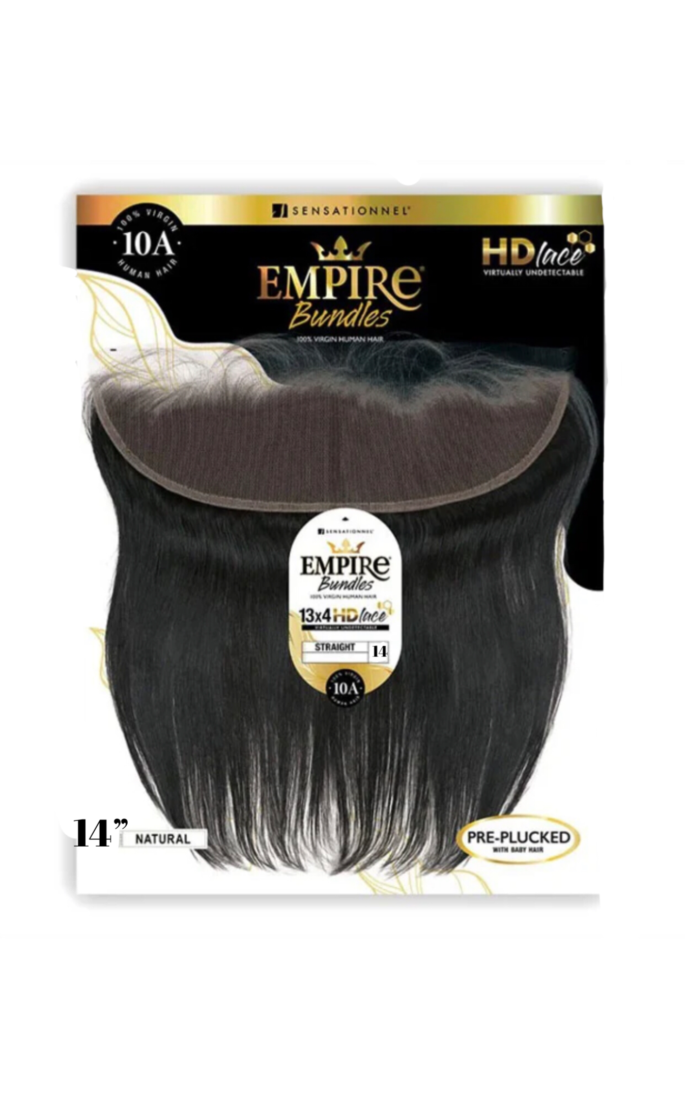 Empire Bundles - 100% Human Hair 13X4 HD Lace Closure - STRAIGHT NATURAL BLACK 14"