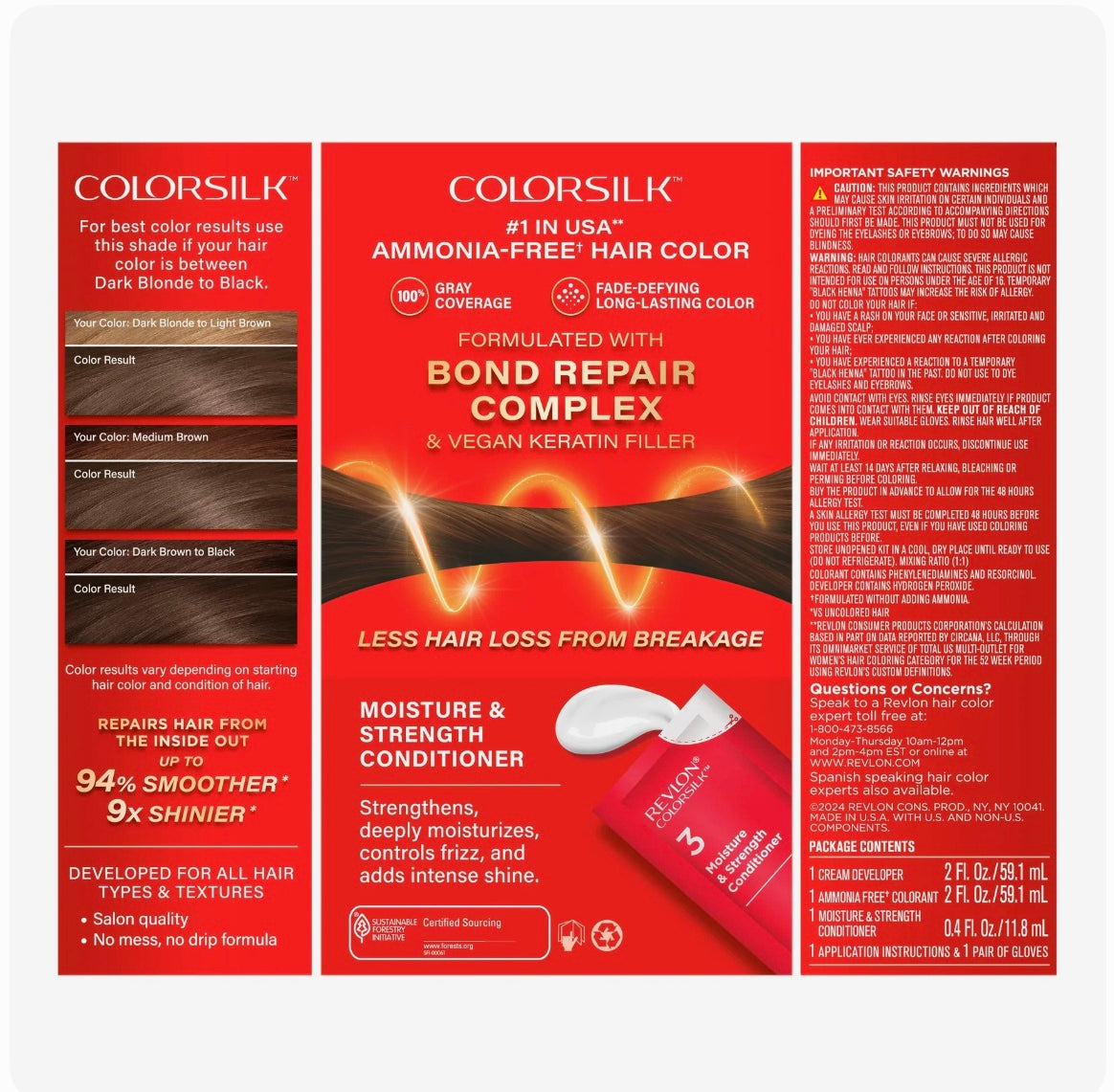 Revlon Colorsilk With Bond Repair Complex Permanent Hair Color, 41 Medium Brown