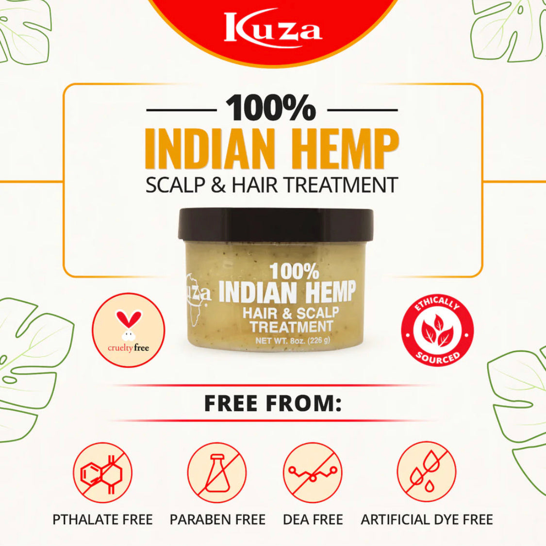 KUZA 100% INDIAN HEMP HAIR & SCALP TREATMENT 18OZ (JUMBO SIZE)