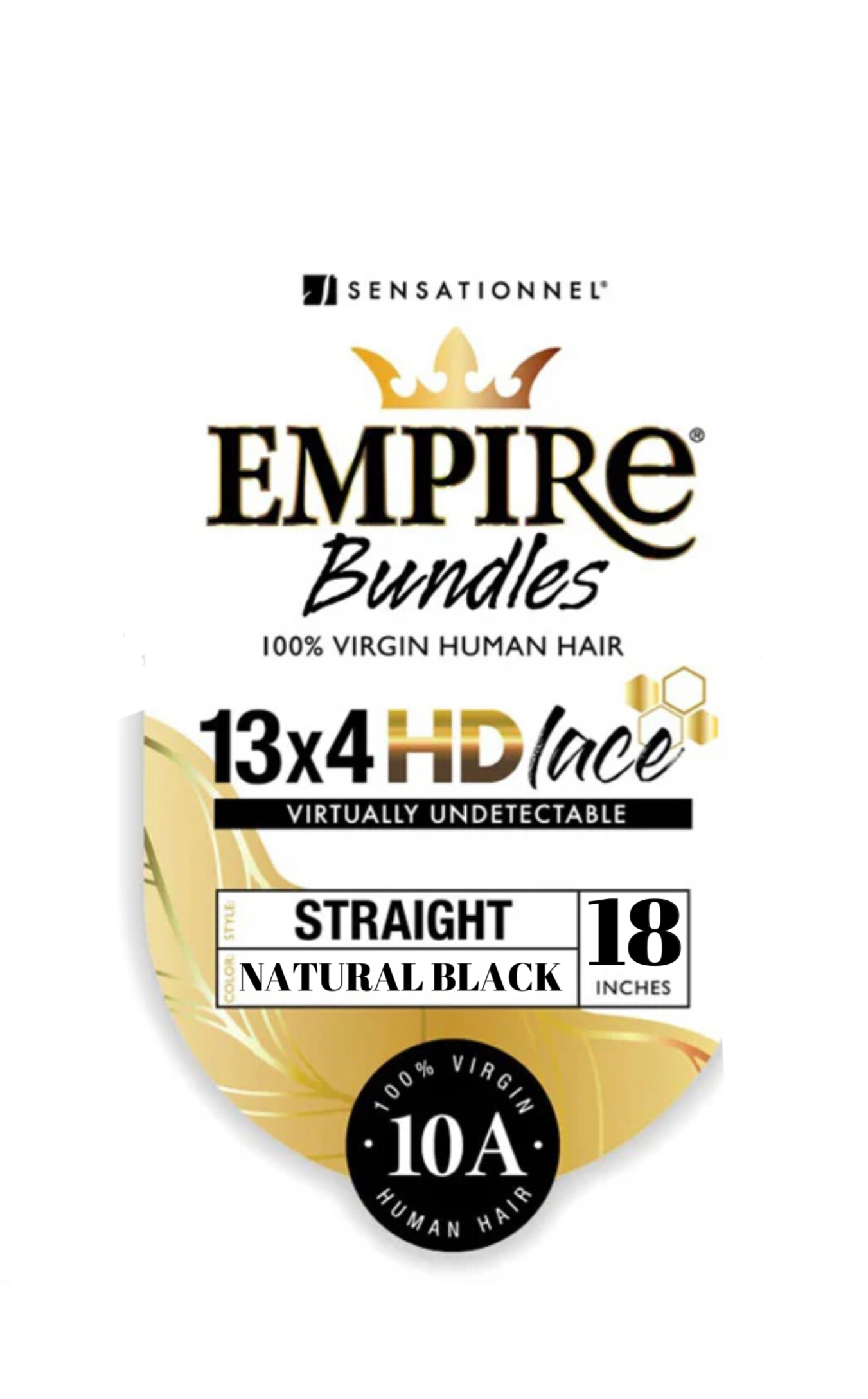 Empire Bundles - 100% Human Hair 13X4 HD Lace Closure - STRAIGHT NATURAL BLACK 18"