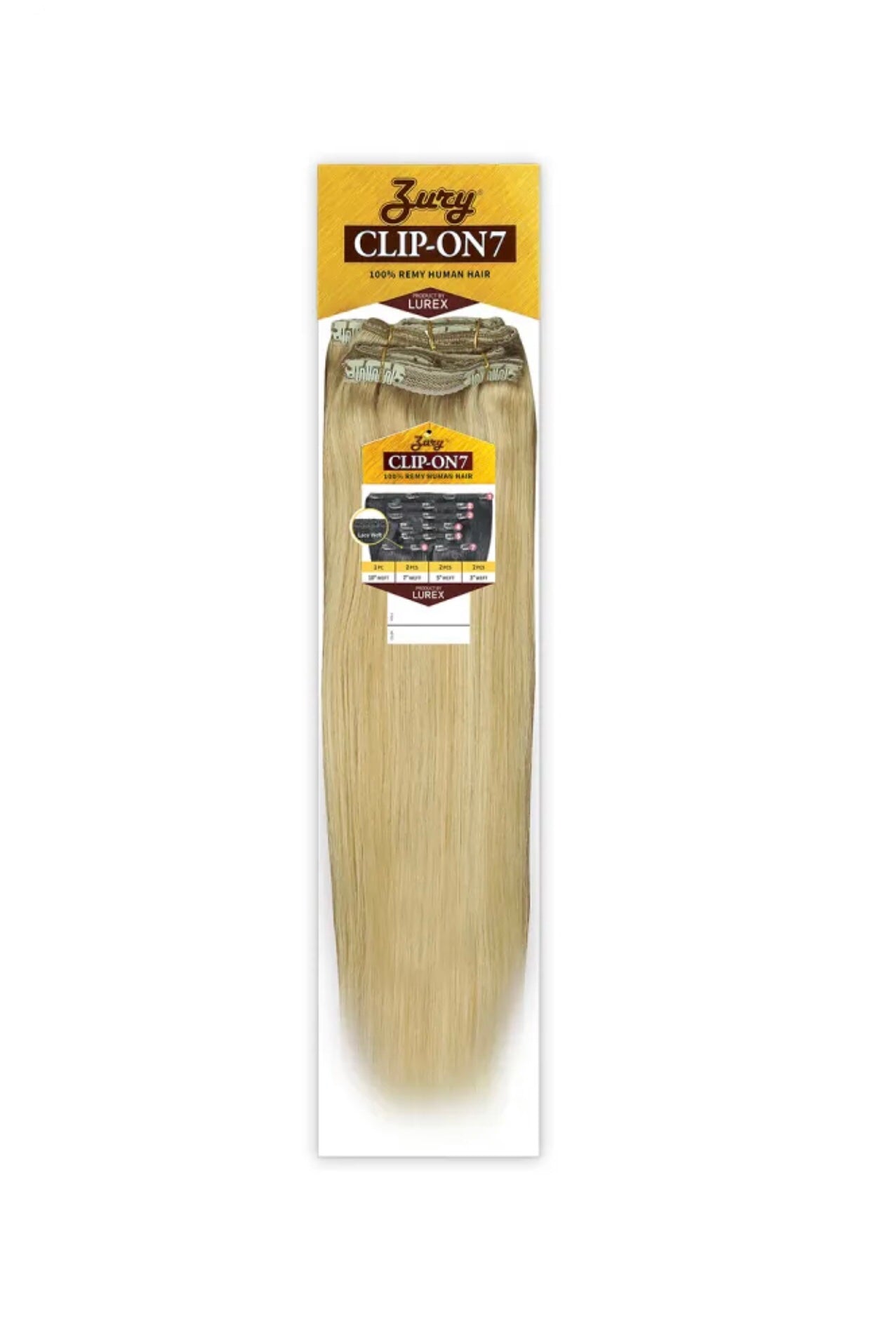 ZURY CLIP-ON 7 100% REMY HUMAN HAIR ST 12" COLOR 613 BLONDE