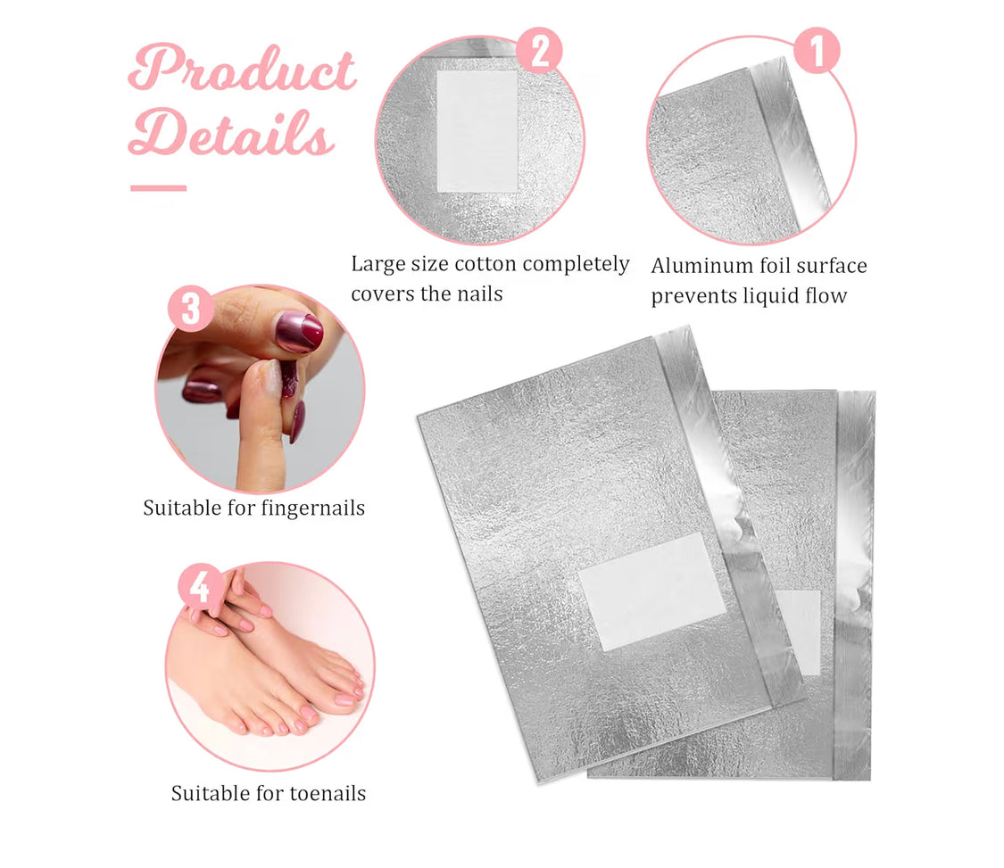 LOOKS NAIL FOIL WRAPS FOR SOAK OFF GEL POLISH REMOVER 200PCS/BOX