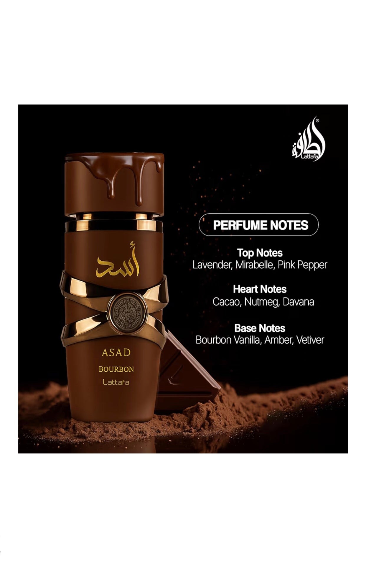 Lattafa Asad Bourbon for Unisex Eau de Parfum Spray, 3.4 Ounce / 100 ml