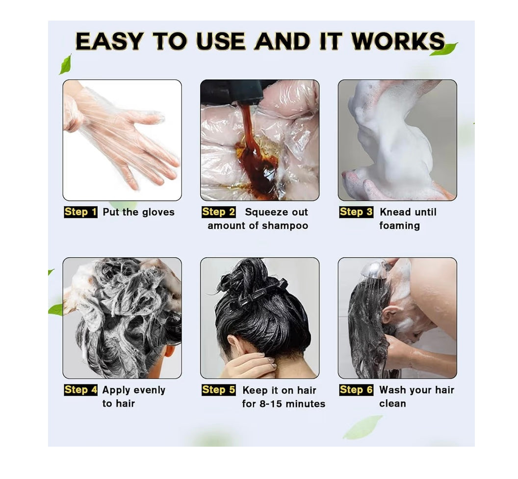 MEIDU Black Hair Dye Shampoo for 100% Gray Hair Coverage