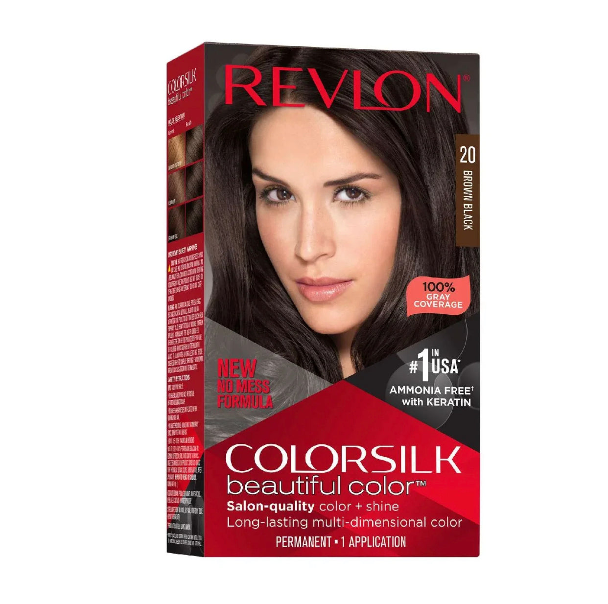 Revlon Colorsilk With Bond Repair Complex Permanent Hair Color, 20 Brown Black