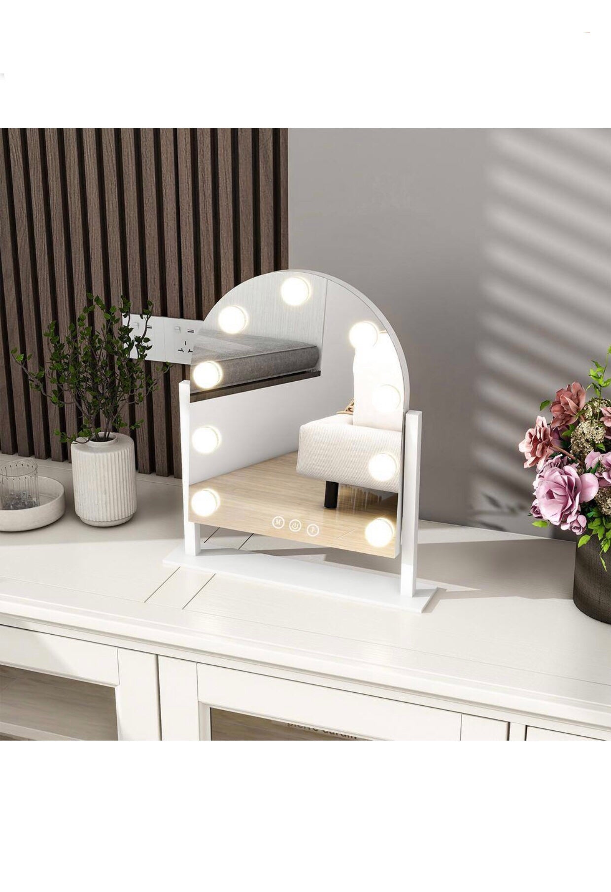 11 in. W x 13 in. H LED Light Arch Metal Framed Makeup Vanity Mirror White Hollywood Mirror