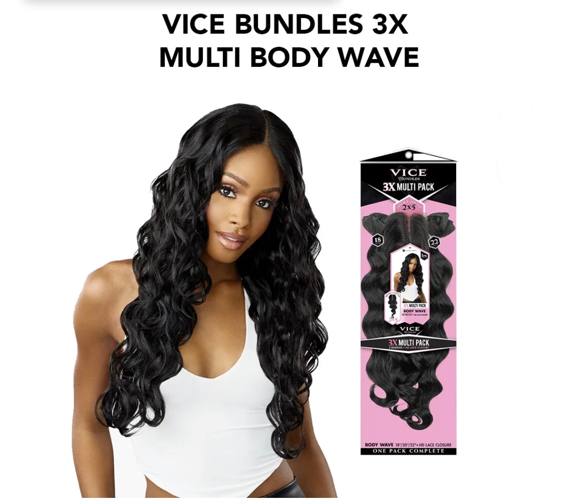 VICE BUNDLES 3X MULTI BODY WAVE 14",16",18" (COLOR: 1B)