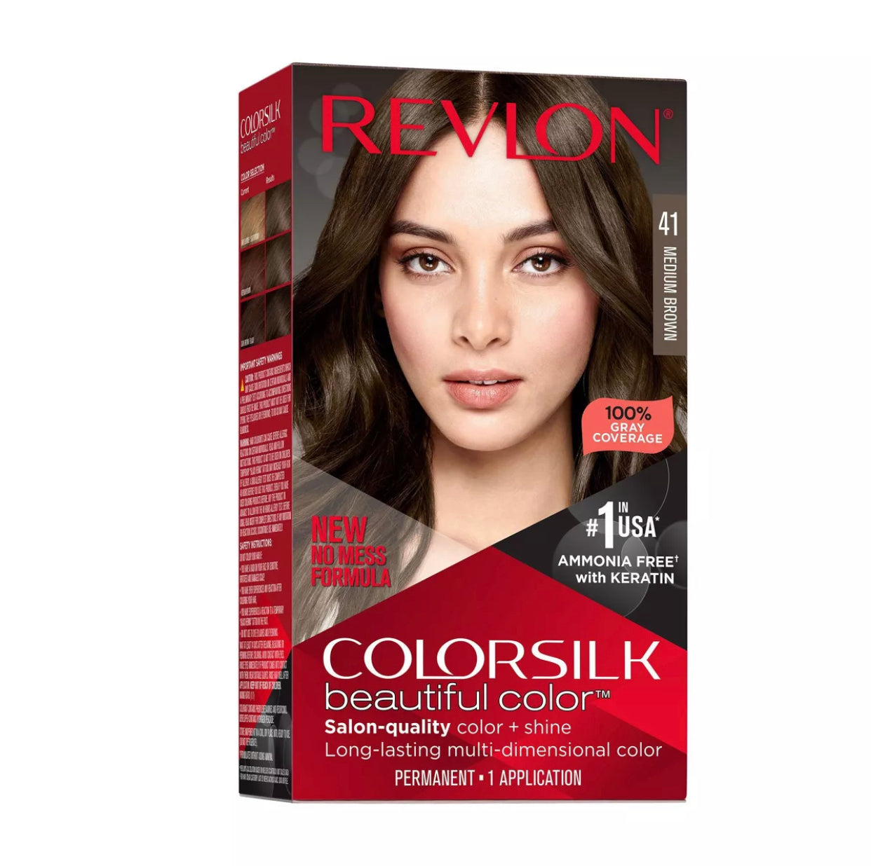 Revlon Colorsilk With Bond Repair Complex Permanent Hair Color, 41 Medium Brown