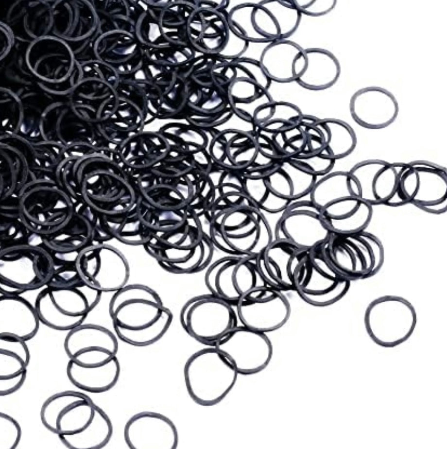 ANNIE RUBBER BANDS ASSORTED SIZES, 500 RUBBER BAND HAIR TIES, BLACK