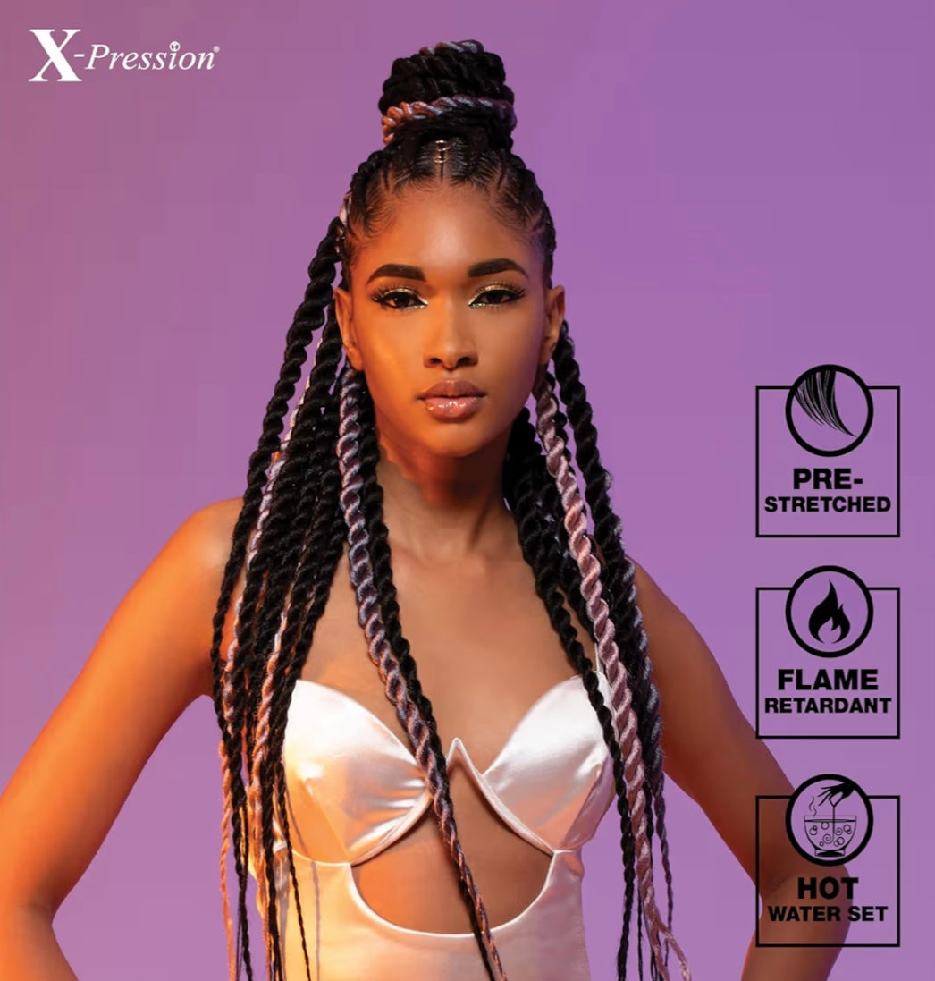 2x X-PRESSION PRE-STRETCHED BRAID 72″