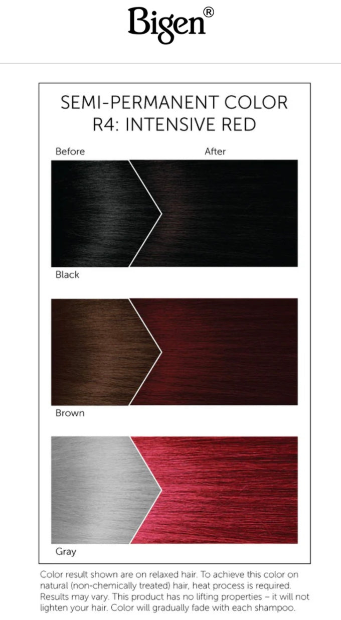BIGEN SEMI-PERMANENT HAIR COLOR, [R4] INTENSIVE RED, ALL HAIR TYPE