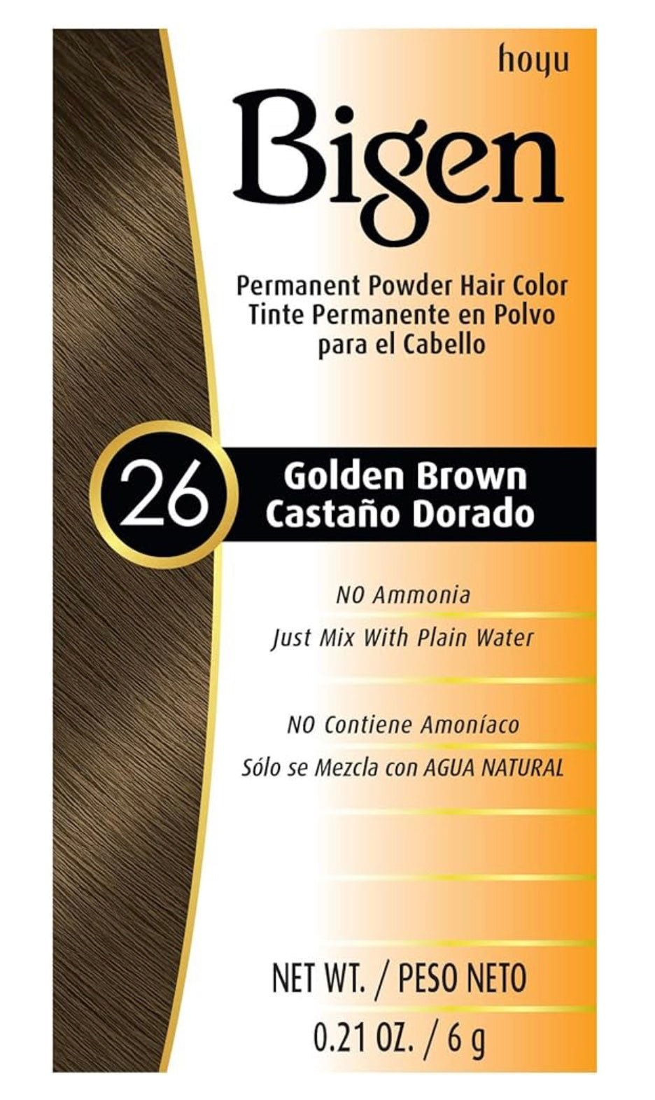 BIGEN PERMANENT POWDER HAIR COLOR, [26] GOLDEN BROWN, ALL HAIR TYPE