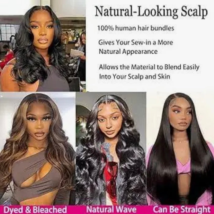 LACE CLOSURE + BUNDLE DEAL, DEEP 14" 16" 18", 4" x 4" HD LACE CLOSURE, COLOR (NATURAL)