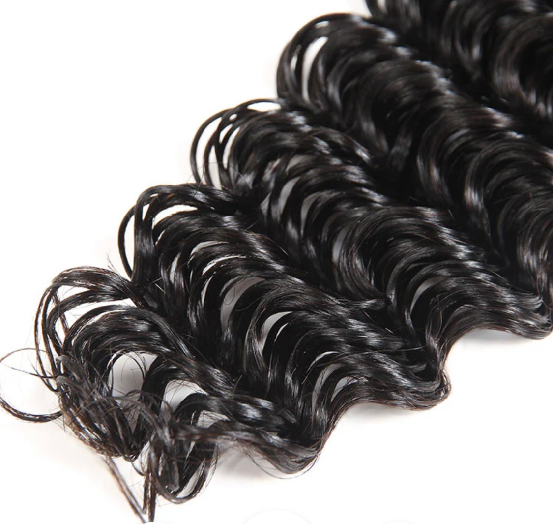 LACE CLOSURE + BUNDLE DEAL, BODY WAVE 16" 18" 20",  4"x 4" HD LACE CLOSURE, COLOR (NATURAL)