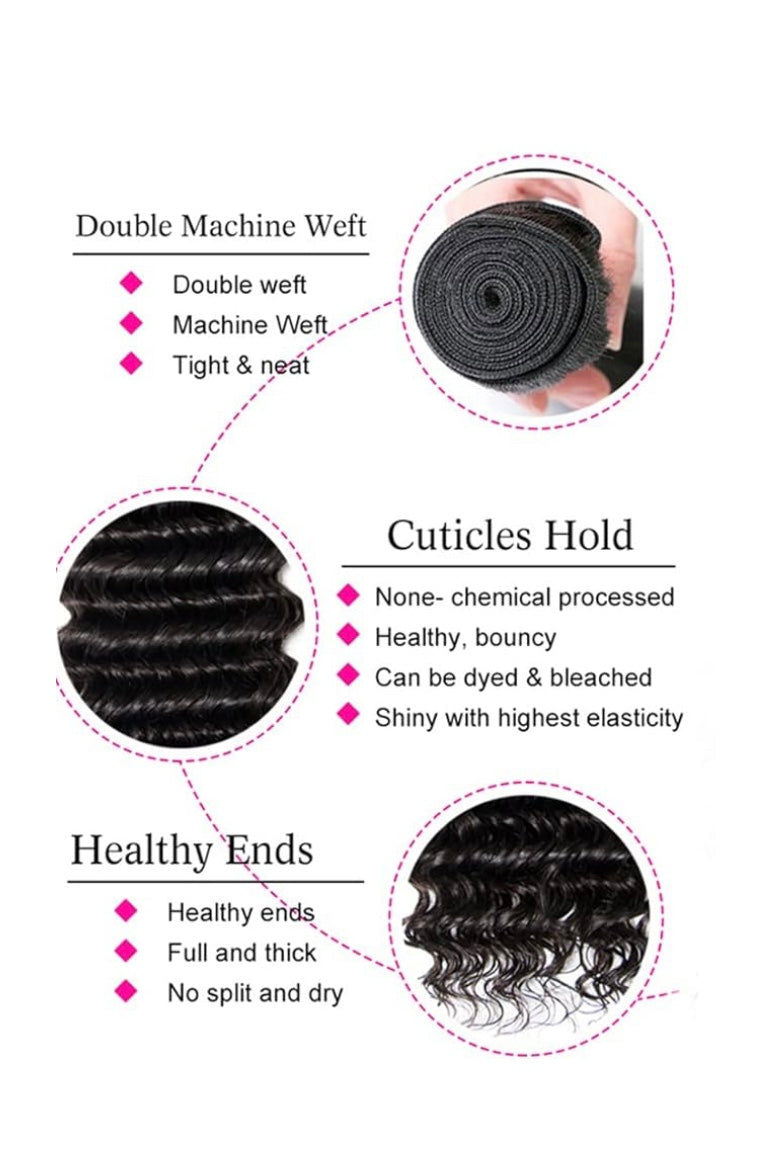 LACE CLOSURE + BUNDLE DEAL, BODY WAVE 16" 18" 20",  4"x 4" HD LACE CLOSURE, COLOR (NATURAL)
