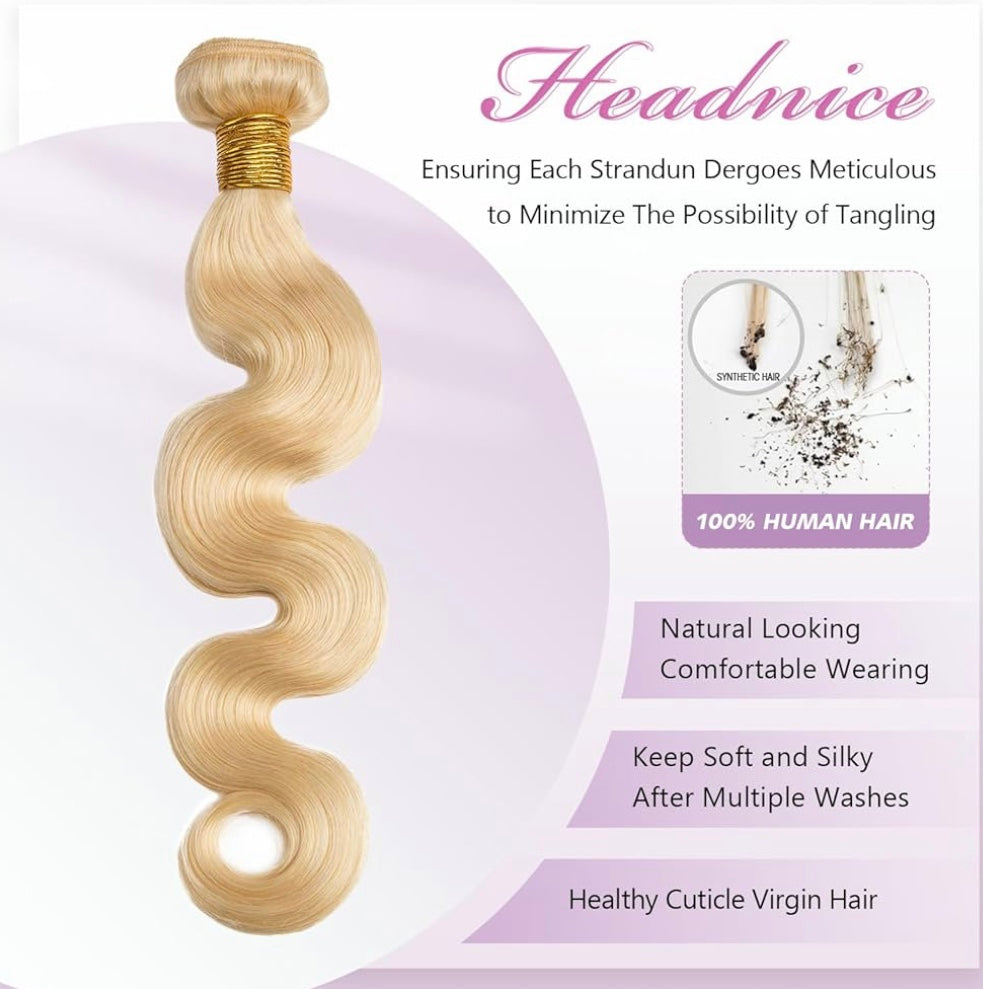 B&B EXPRESS GOLD 100% BRAZILIAN BODY WAVE VIRGIN HUMAN HAIR COLOR 613, 18"