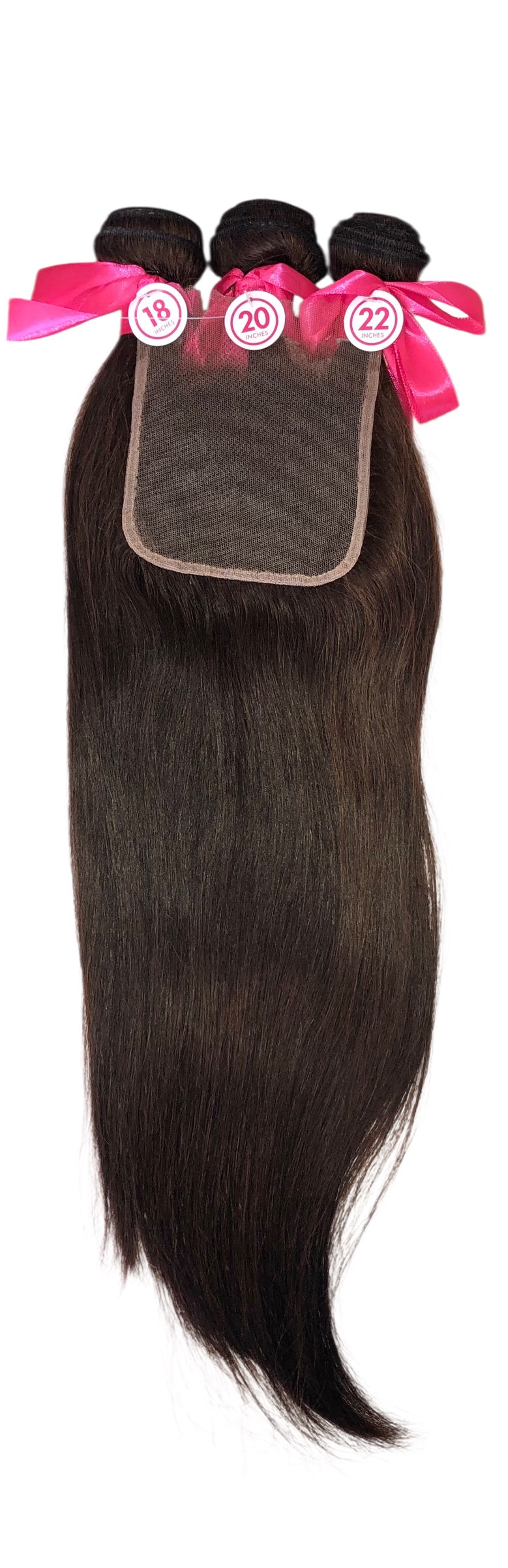 LACE CLOSURE + BUNDLE DEAL, STRAIGHT 18" 20" 22",  4" x 4" HD LACE CLOSURE, COLOR (NATURAL)