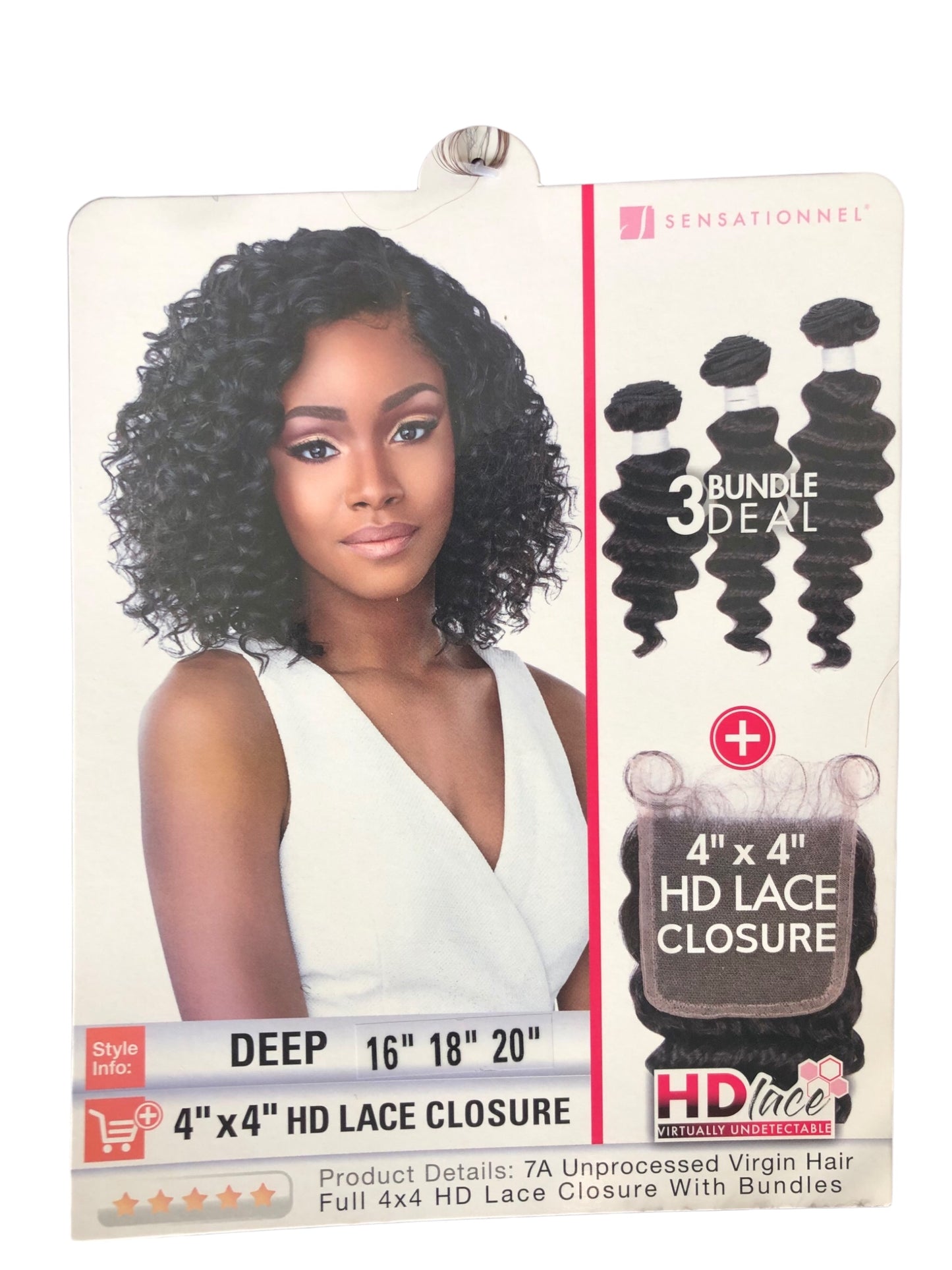 LACE CLOSURE + BUNDLE DEAL, BODY WAVE 16" 18" 20",  4"x 4" HD LACE CLOSURE, COLOR (NATURAL)